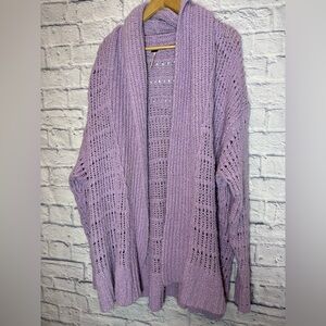 Free People Lavender Open-Knit Cardigan